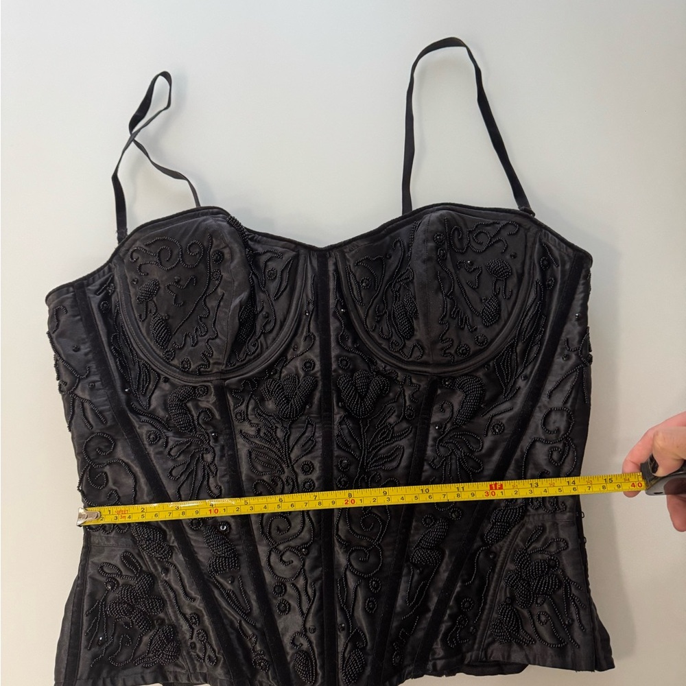 Vintage 2001 Victoria’s Secret Black Silk Beaded Corset Top – Size L - Picture 8 of 16